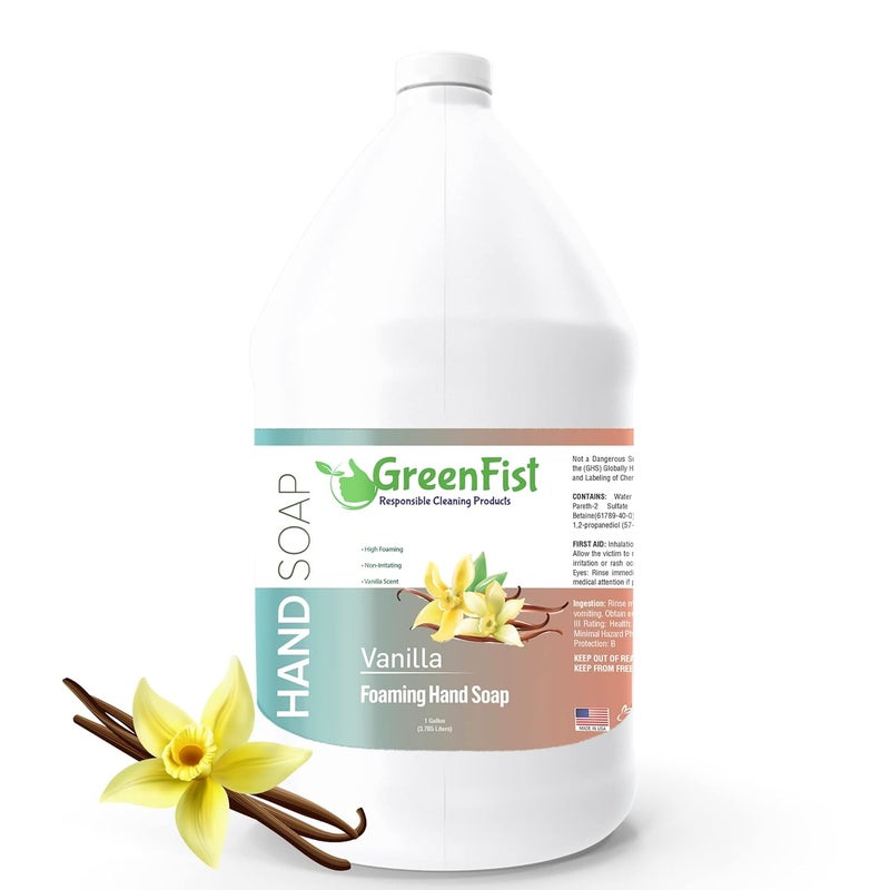 GreenFist Foaming Hand Soap Refills Vanilla Scent Jug Foam Refill Made in USA 128 ounce 1 Gallon