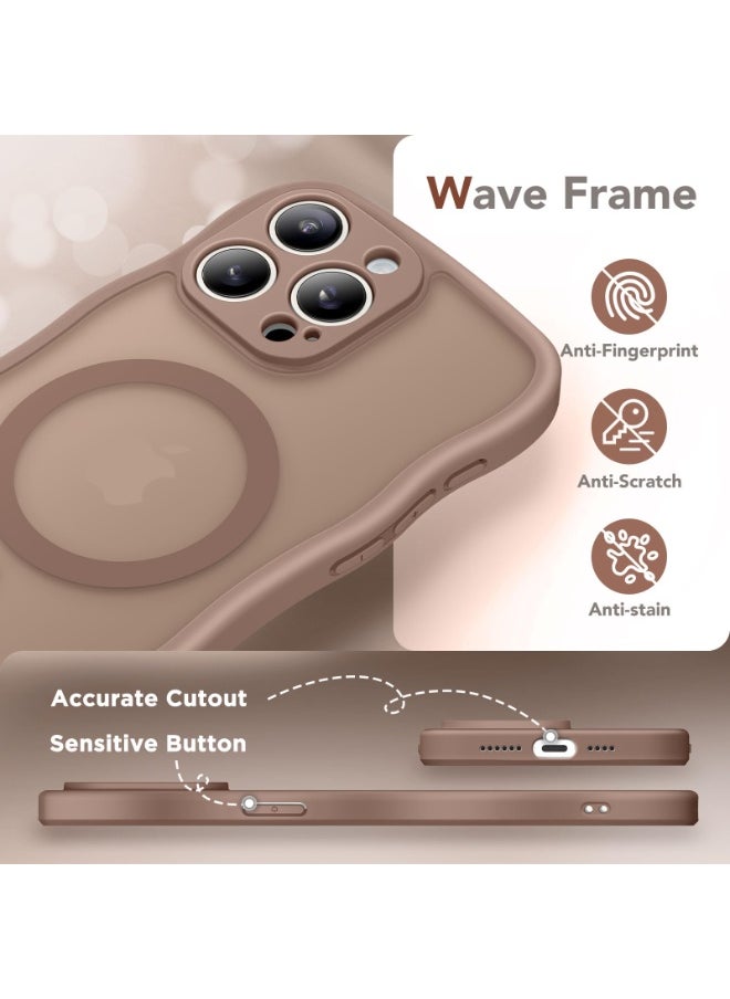 CAPRARO - Cute for iPhone 14 Pro Max Case, Compatible with MagSafe, [Curly Wave Edge] [Full Camera Protection] [14 FT Drop Shockproof Protection] Magnetic Phone Case for 14 Pro Max 6.7 Inch, Brown - Image 1