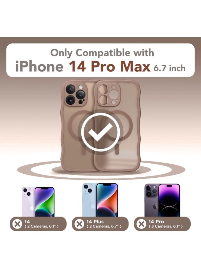 CAPRARO - Cute for iPhone 14 Pro Max Case, Compatible with MagSafe, [Curly Wave Edge] [Full Camera Protection] [14 FT Drop Shockproof Protection] Magnetic Phone Case for 14 Pro Max 6.7 Inch, Brown - Image 1