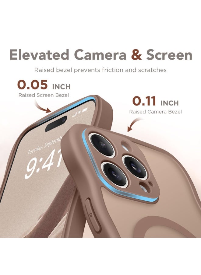 CAPRARO - Cute for iPhone 14 Pro Max Case, Compatible with MagSafe, [Curly Wave Edge] [Full Camera Protection] [14 FT Drop Shockproof Protection] Magnetic Phone Case for 14 Pro Max 6.7 Inch, Brown - Image 1