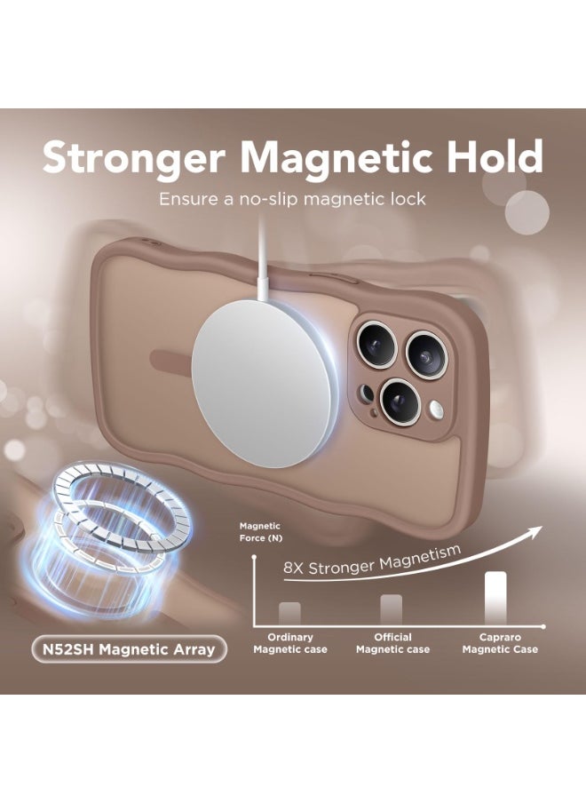 CAPRARO - Cute for iPhone 14 Pro Max Case, Compatible with MagSafe, [Curly Wave Edge] [Full Camera Protection] [14 FT Drop Shockproof Protection] Magnetic Phone Case for 14 Pro Max 6.7 Inch, Brown - Image 1