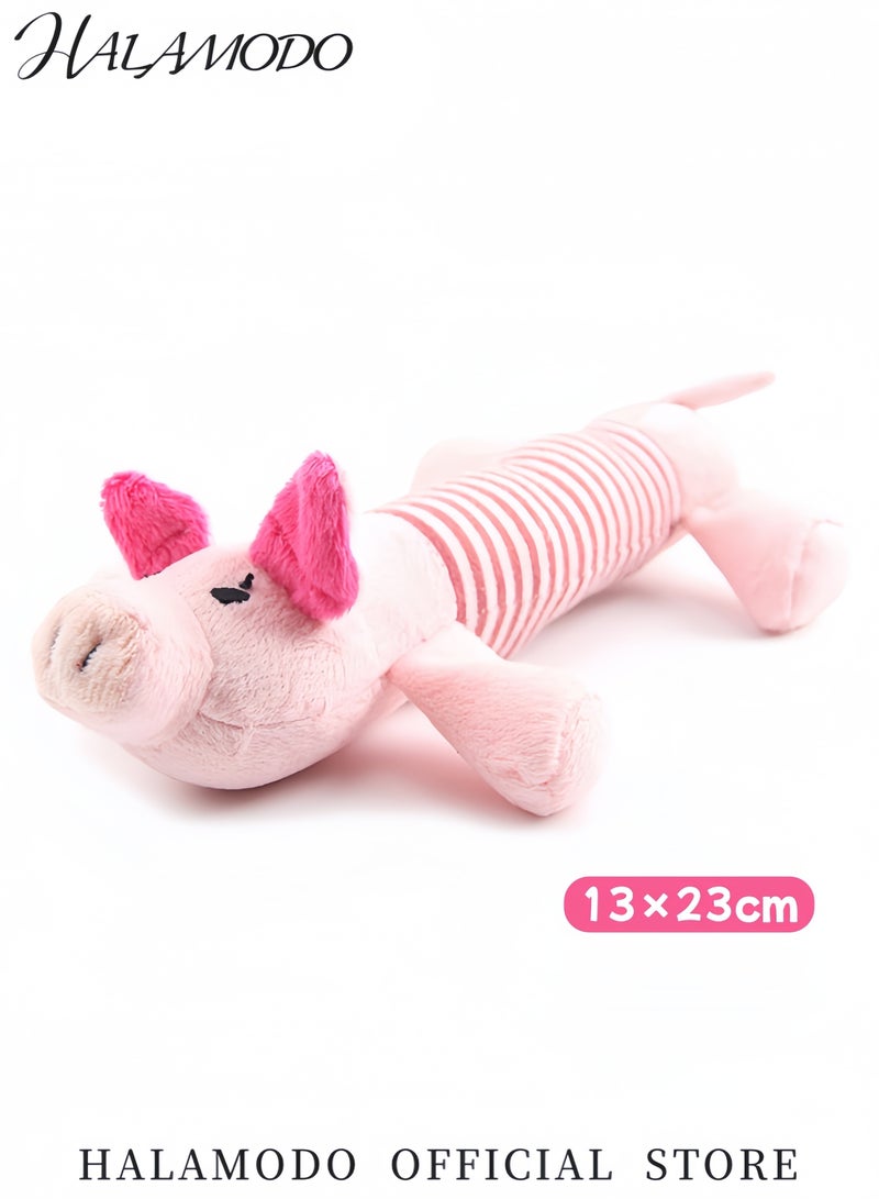 Halamodo لعبة حيوانات أليفة محشوة مع صفارة لعبة مرنة لتنظيف الأسنان للحيوانات الأليفة للقطط والكلاب تصميم خنزير ناعم لعبة تفاعلية للحيوانات الأليفة للعب الخارجي والمضغ - Image 2