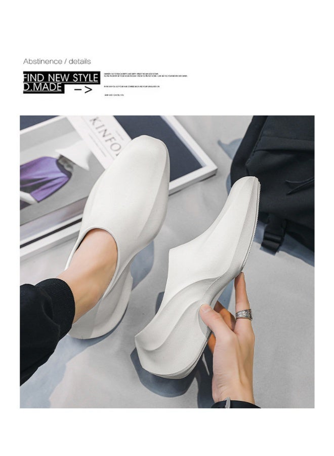 One-step casual sandals for men, kitchen thick-soled trendy shoes, comfortable and non-slip summer slippers (white)  - Image 3