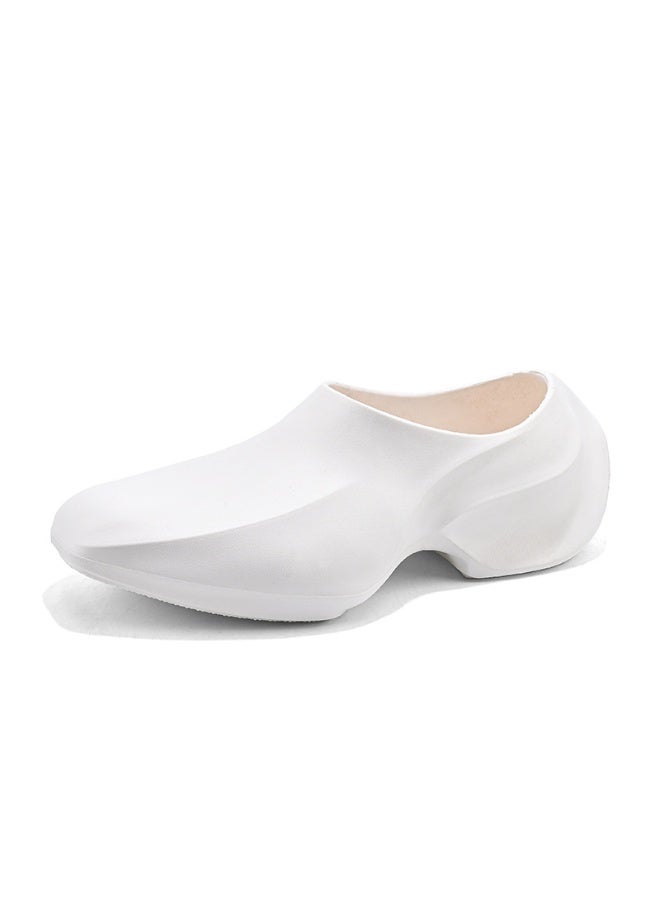 One-step casual sandals for men, kitchen thick-soled trendy shoes, comfortable and non-slip summer slippers (white)  - Image 1