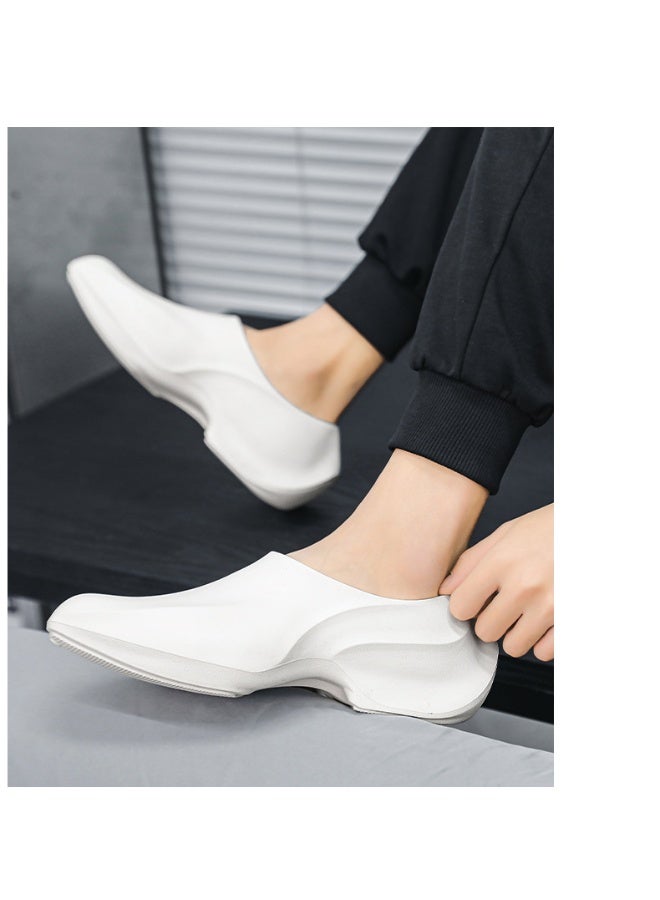 One-step casual sandals for men, kitchen thick-soled trendy shoes, comfortable and non-slip summer slippers (white)  - Image 2