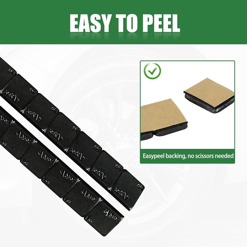 EZISOE EZISO 1/2 Oz Black Stick on Wheel Weights,0.5OZ Adhesive Backed Wheel Weights (144pcs,72 oz Pack) - Image 5