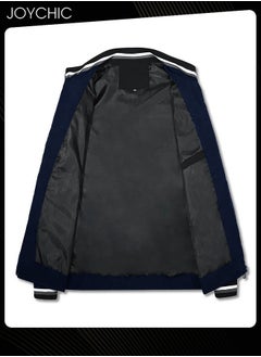 Joychic Casual Autumn and Winter Solid Color Lightweight Jacket Velvet Cotton Windproof Waterprood Warm Zipper Coat for Men Outdoor Blue  - Image 3
