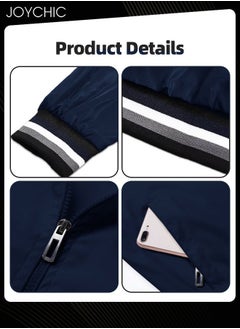 Joychic Casual Autumn and Winter Solid Color Lightweight Jacket Velvet Cotton Windproof Waterprood Warm Zipper Coat for Men Outdoor Blue  - Image 4