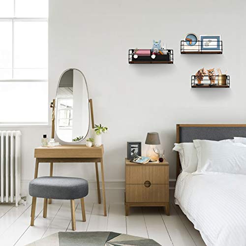 CRUGLA Floating Shelves Wall Mounted Set of 3, Hanging Storage Wall Shelf for Bathroom, Living Room, Bedroom, Kitchen Home - Image 4