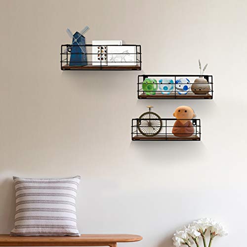 CRUGLA Floating Shelves Wall Mounted Set of 3, Hanging Storage Wall Shelf for Bathroom, Living Room, Bedroom, Kitchen Home - Image 3