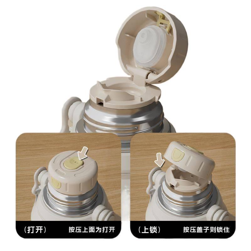 قارورة مياه للأطفال بمقبض من ستانلس ستيل باللون الوردي - 1200 ml مع مقبض من الستانلس ستيل - Image 5