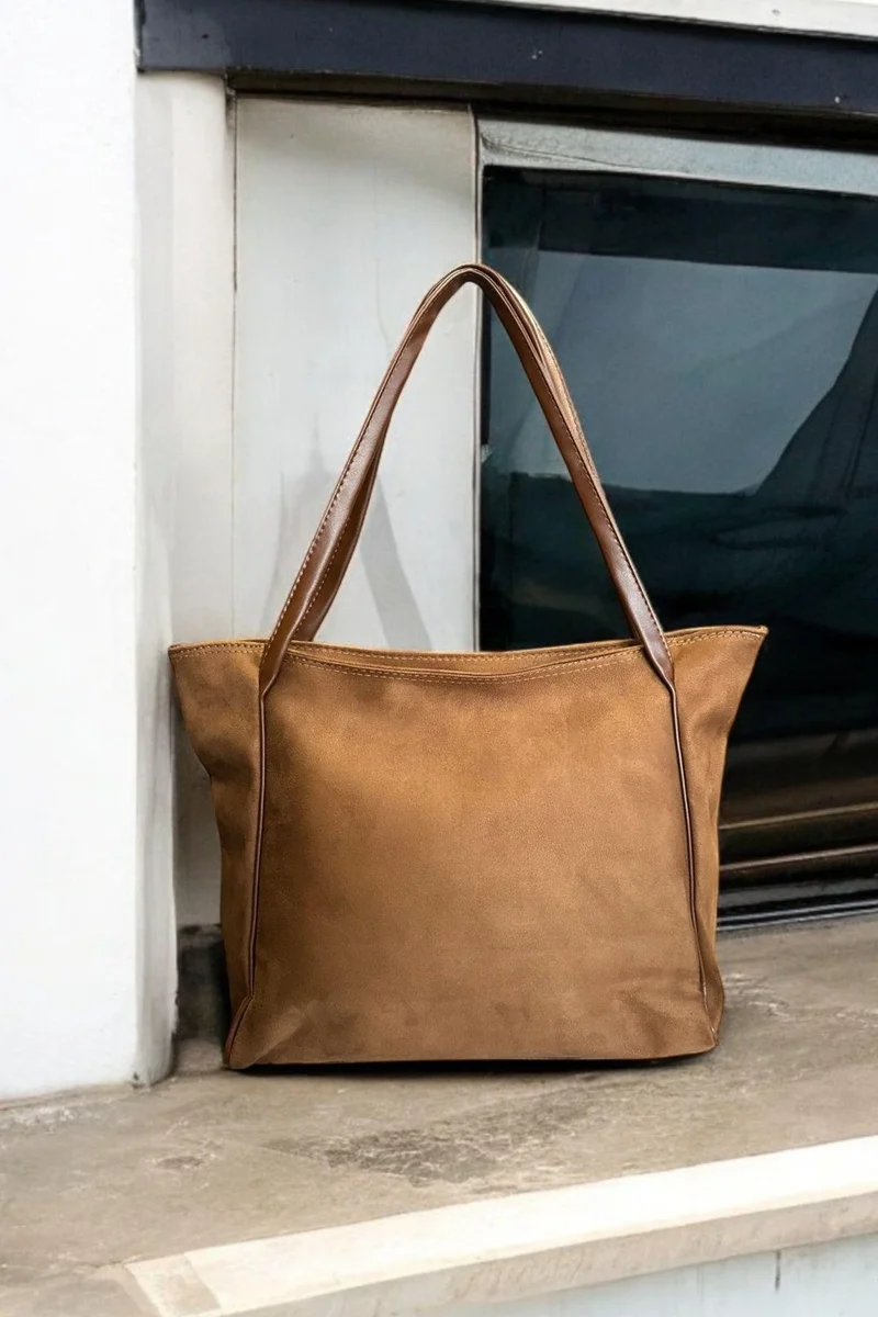 باهلس Women's Suede Camel Soft Leather Women's Shoulder Bag