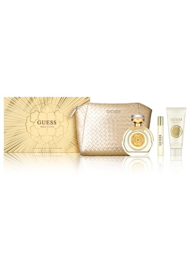 جس مجموعة هدايا بيلا فيتا للنساء - ماء تواليت 75 مل + ماء تواليت 15 مل + لوشن للجسم 100 مل + حقيبة - Image 2