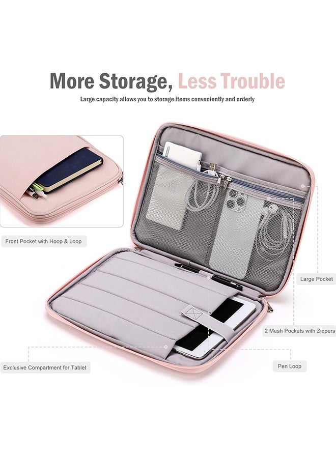 Wffo 13 inch Laptop Sleeve Bag Compatible with MacBook Air Mac Pro M1 Surface Lenovo Dell HP Computer Bag Accessories Polyester Case with Pocket - Pink - Image 2