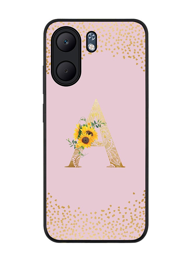 Stylizedd For Oppo A5x 5G / A5x 4G Case,Slim fit Camera Protection, Shockproof Thin Phone cover  - Custom Floral Monogram - A  (Pink )