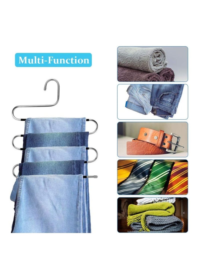 DUSALA 3 Pack Pants Hangers Pants Hanger Space Saving with 10 Clips, Non Slip Closet Storage Organizer - Image 4