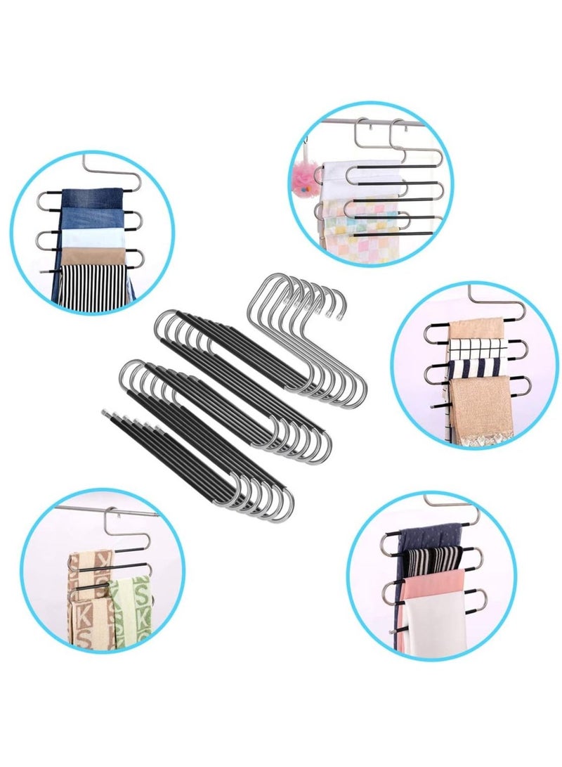 DUSALA 3 Pack Pants Hangers Pants Hanger Space Saving with 10 Clips, Non Slip Closet Storage Organizer - Image 2