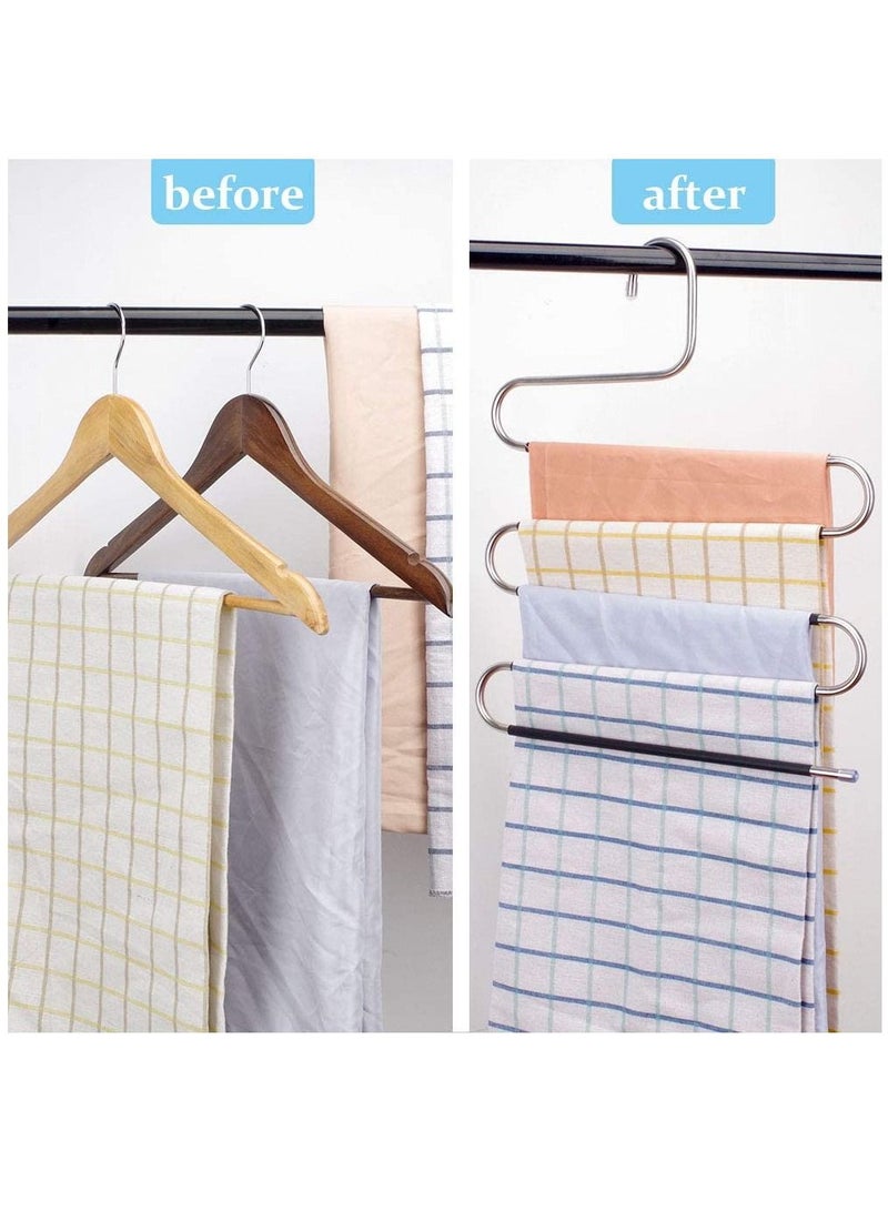 DUSALA 3 Pack Pants Hangers Pants Hanger Space Saving with 10 Clips, Non Slip Closet Storage Organizer - Image 5