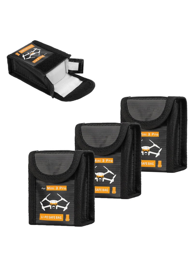 Mini 4 Pro Lipo Battery Safe Bag, Fireproof Safety Charging Storage Bag for DJI Mini 4 Pro Mini 3 Pro RC Drone Explosion-Proof Battery Bag, Resistant to High Temperature (for 1 Battery, 3 Pieces)  - Image 1