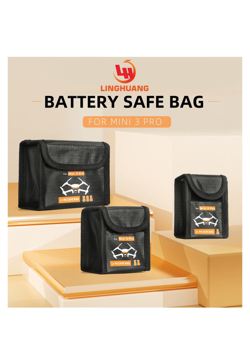 Mini 4 Pro Lipo Battery Safe Bag, Fireproof Safety Charging Storage Bag for DJI Mini 4 Pro Mini 3 Pro RC Drone Explosion-Proof Battery Bag, Resistant to High Temperature (for 1 Battery, 3 Pieces)  - Image 2