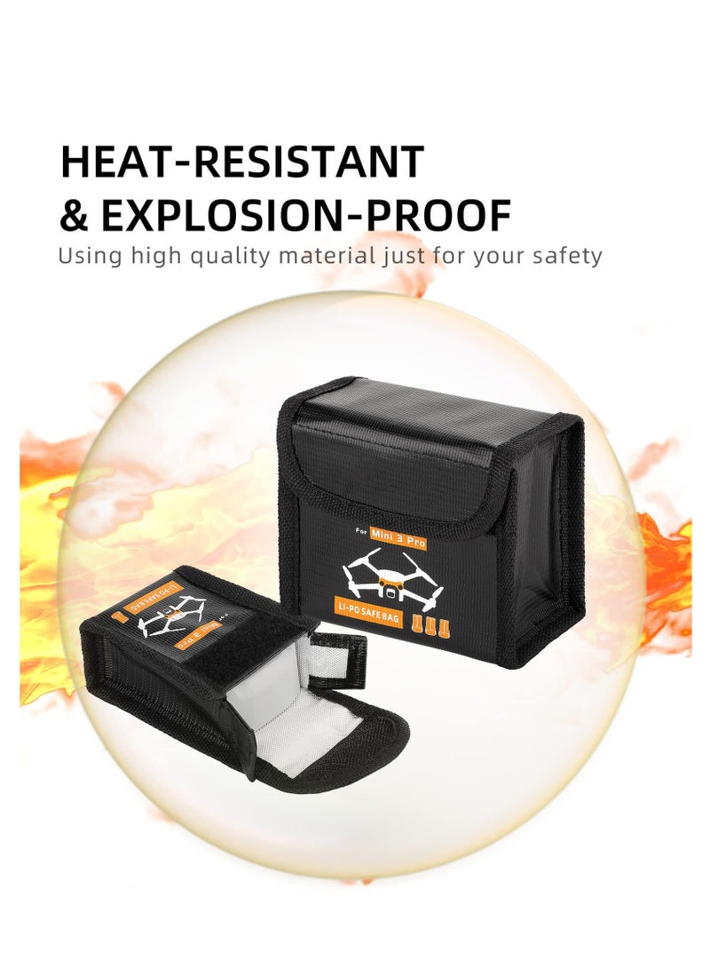 Mini 4 Pro Lipo Battery Safe Bag, Fireproof Safety Charging Storage Bag for DJI Mini 4 Pro Mini 3 Pro RC Drone Explosion-Proof Battery Bag, Resistant to High Temperature (for 1 Battery, 3 Pieces)  - Image 3
