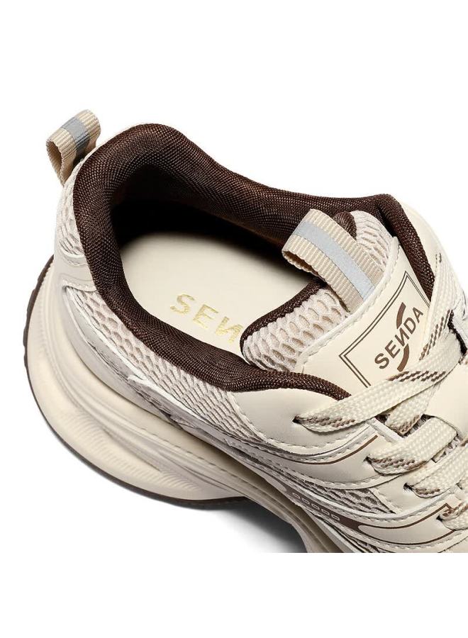 Senda a Women's Dad Sneakers  Spring New Mall Style Sport Thick Sole Casual Shoes Xwm01am6 Apricot Single Lining Size 37 - Image 3