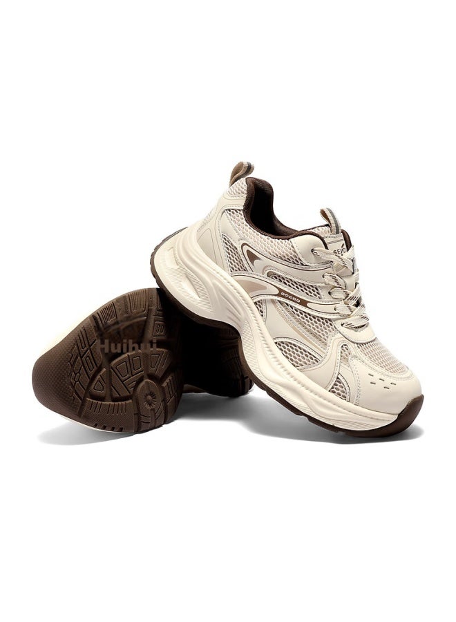 Senda a Women's Dad Sneakers  Spring New Mall Style Sport Thick Sole Casual Shoes Xwm01am6 Apricot Single Lining Size 37 - Image 4