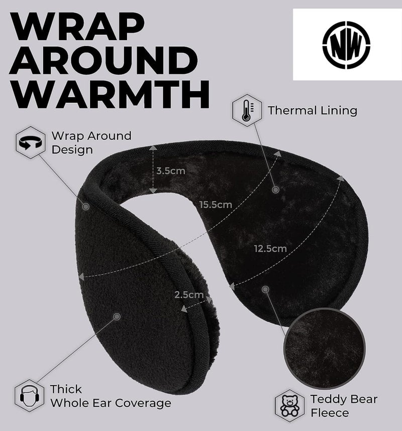 NORTHWIND Winter ear muffs for men, ear muffs for women, ear cover for winter, Behind The Head Style Winter Earmuffs for Men & Women (Black) - Image 3