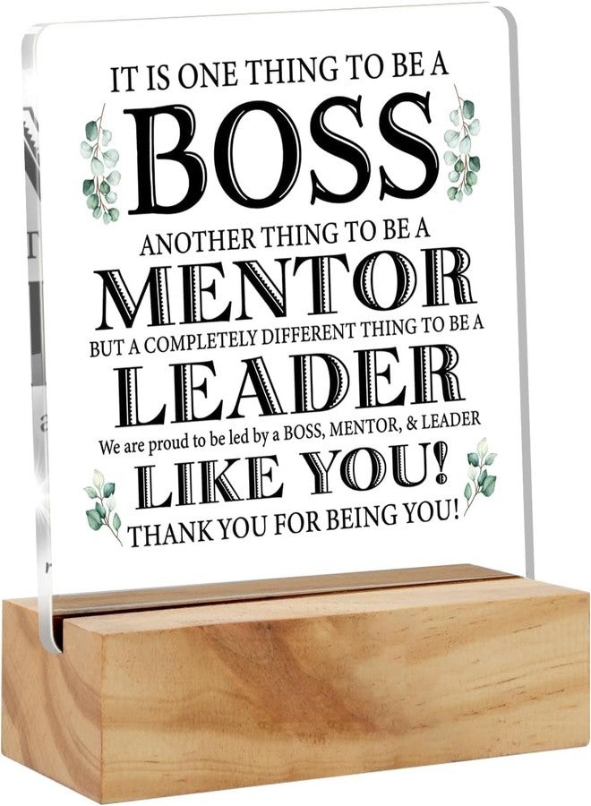 Bs amor Appreciation Boss Gifts for Men Women, Awesome Boss Desk Decor Acrylic Desk Plaque Sign with Wood Stand Home Office Desk Sign 5x4 Inches - Image 1