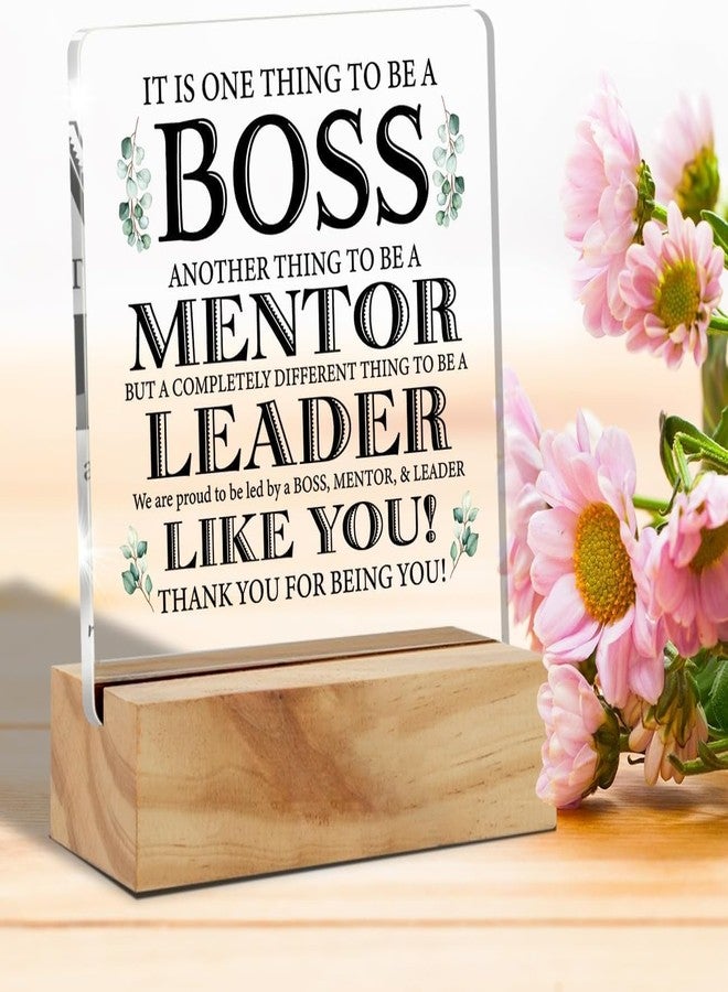 Bs amor Appreciation Boss Gifts for Men Women, Awesome Boss Desk Decor Acrylic Desk Plaque Sign with Wood Stand Home Office Desk Sign 5x4 Inches - Image 2