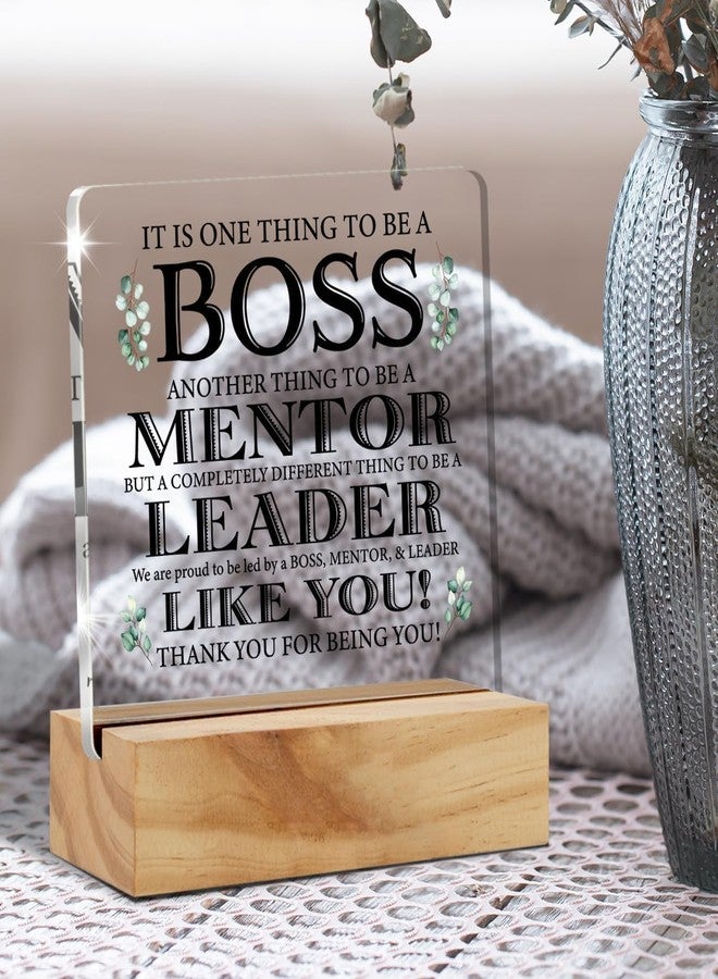 Bs amor Appreciation Boss Gifts for Men Women, Awesome Boss Desk Decor Acrylic Desk Plaque Sign with Wood Stand Home Office Desk Sign 5x4 Inches - Image 5