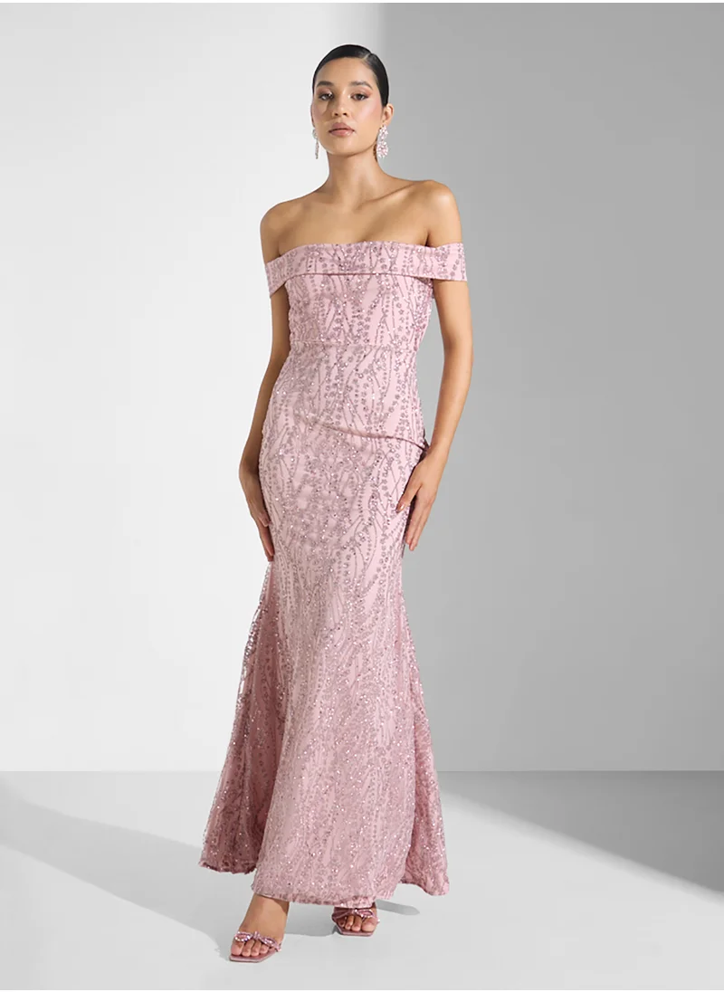 Namshi x Off Shoulder Shimmer Dress