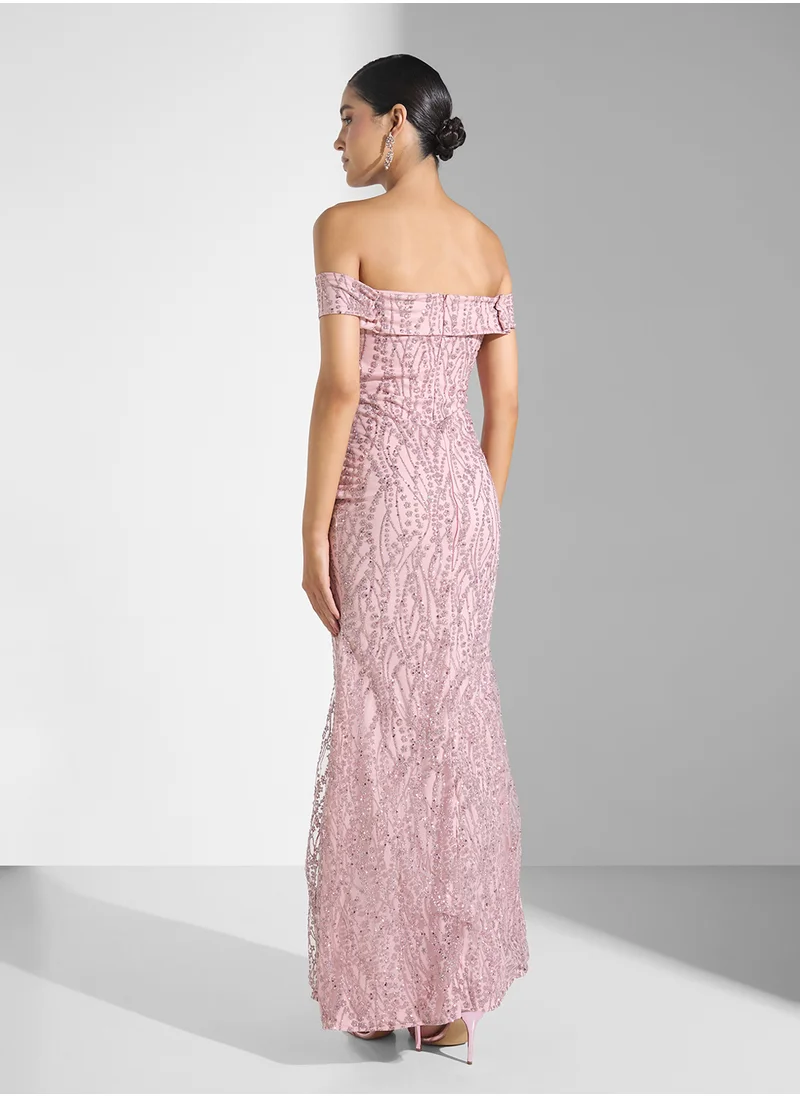 Namshi x Off Shoulder Shimmer Dress