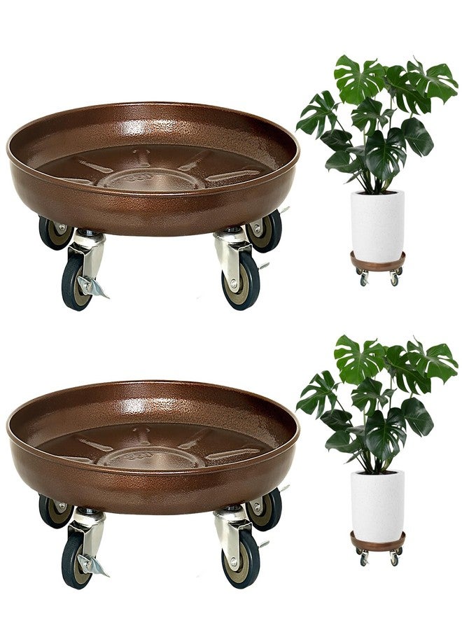Parsagi 11.8" 2PACK Heavy Duty Metal Rolling Plant Caddy with Wheels Locking Plant Dolly - Sturdy, Rust-Resistant Finish, and Easy to Move - Image 1