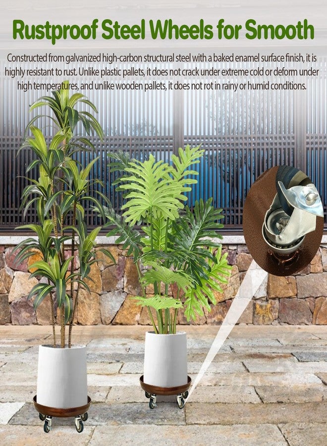 Parsagi 11.8" 2PACK Heavy Duty Metal Rolling Plant Caddy with Wheels Locking Plant Dolly - Sturdy, Rust-Resistant Finish, and Easy to Move - Image 4