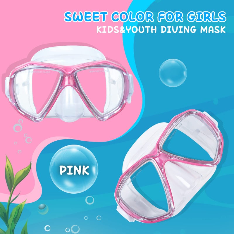 EXP VISION Kids Snorkel Diving Mask 180° Anti-Fog Child Swim Mask, Tempered Glass Swim Goggles with Nose Cover Anti-Leak Swim Goggles for Swimming Diving Snorkeling for 4-14 Boys Girls Youth (Pink) - Image 5