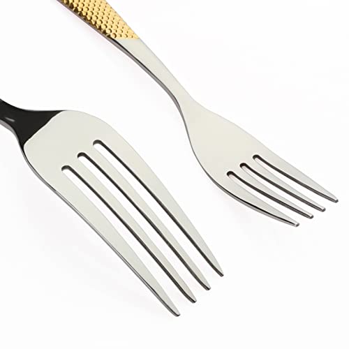 X-zrew Gold Silverware Set 20-Piece Stainless Steel Flatware Cutlery Set Service for 4 Kitchen Tableware Utensil Set Includes Knives Spoons Forks For Home Kitchen Restaurant - Image 3