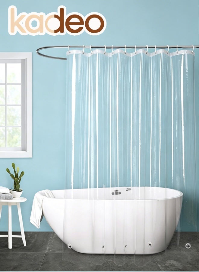 kadeo Clear Waterproof Shower Curtain with Reinforced Grommets & Free Shower Hooks, Heavy Duty PEVA Bathroom Curtain, Mold Resistant Shower Liner for Bathtub and Shower Stall 180×180CM - Image 1