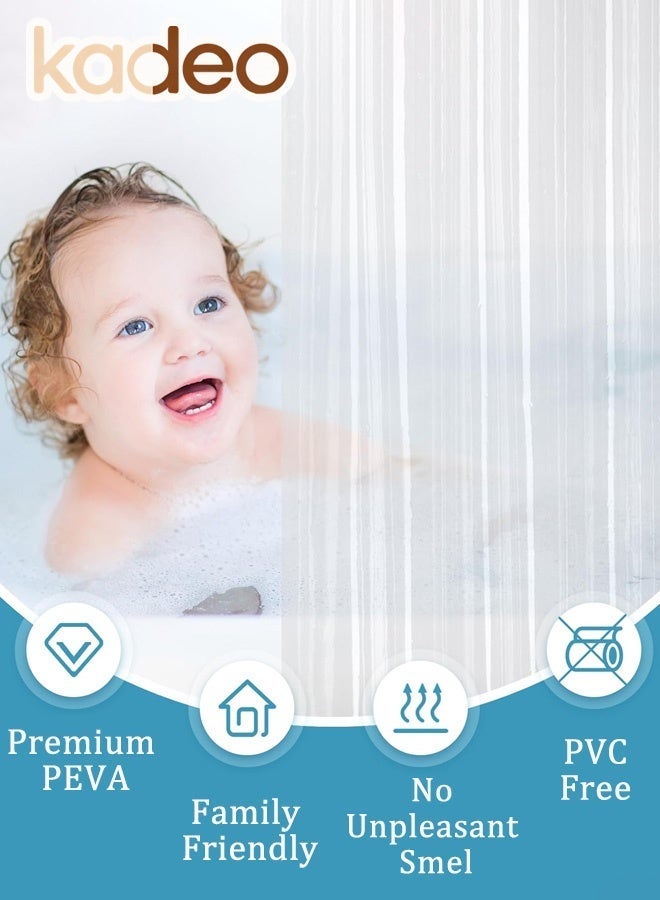 kadeo Clear Waterproof Shower Curtain with Reinforced Grommets & Free Shower Hooks, Heavy Duty PEVA Bathroom Curtain, Mold Resistant Shower Liner for Bathtub and Shower Stall 180×180CM - Image 2