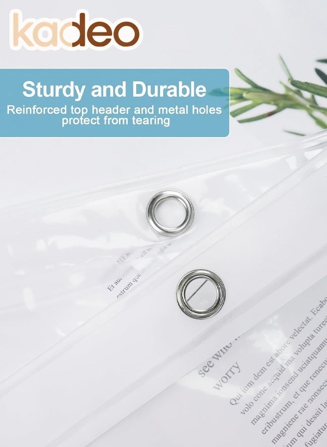 kadeo Clear Waterproof Shower Curtain with Reinforced Grommets & Free Shower Hooks, Heavy Duty PEVA Bathroom Curtain, Mold Resistant Shower Liner for Bathtub and Shower Stall 180×180CM - Image 4