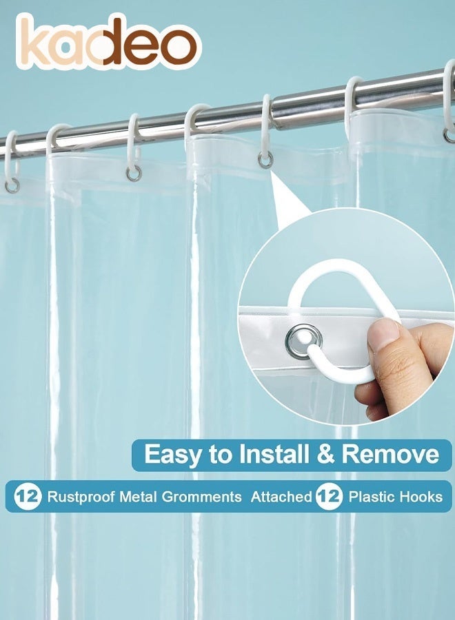 kadeo Clear Waterproof Shower Curtain with Reinforced Grommets & Free Shower Hooks, Heavy Duty PEVA Bathroom Curtain, Mold Resistant Shower Liner for Bathtub and Shower Stall 180×180CM - Image 3