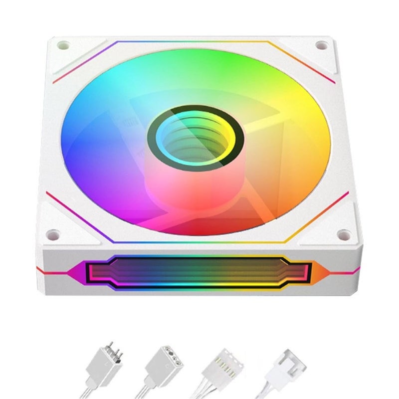 White Reverse 120mm ARGB PC Case Fan Infinitys Light Airflow Quiet Cooling - Image 1
