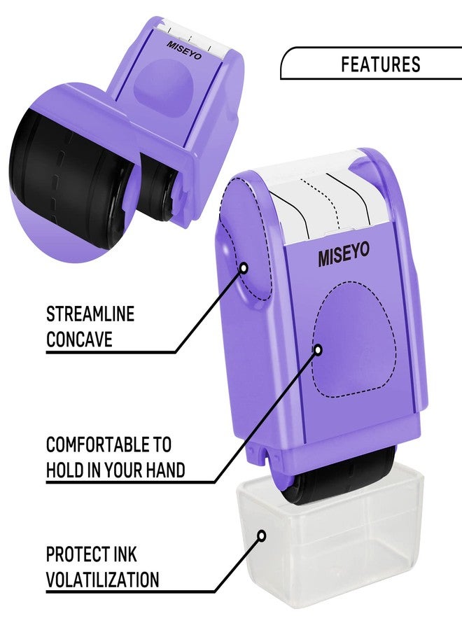 Miseyo Dashed Handwriting Lines Practice Roller Stamp,Self-Inking Line Rolling Stamps for Kids Writing - Purple - Image 3