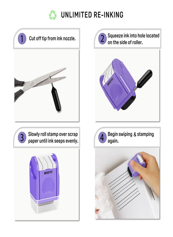 Miseyo Dashed Handwriting Lines Practice Roller Stamp,Self-Inking Line Rolling Stamps for Kids Writing - Purple - Image 5