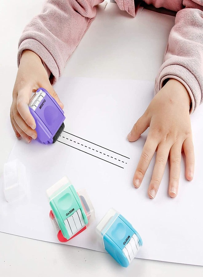 Miseyo Dashed Handwriting Lines Practice Roller Stamp,Self-Inking Line Rolling Stamps for Kids Writing - Purple - Image 4