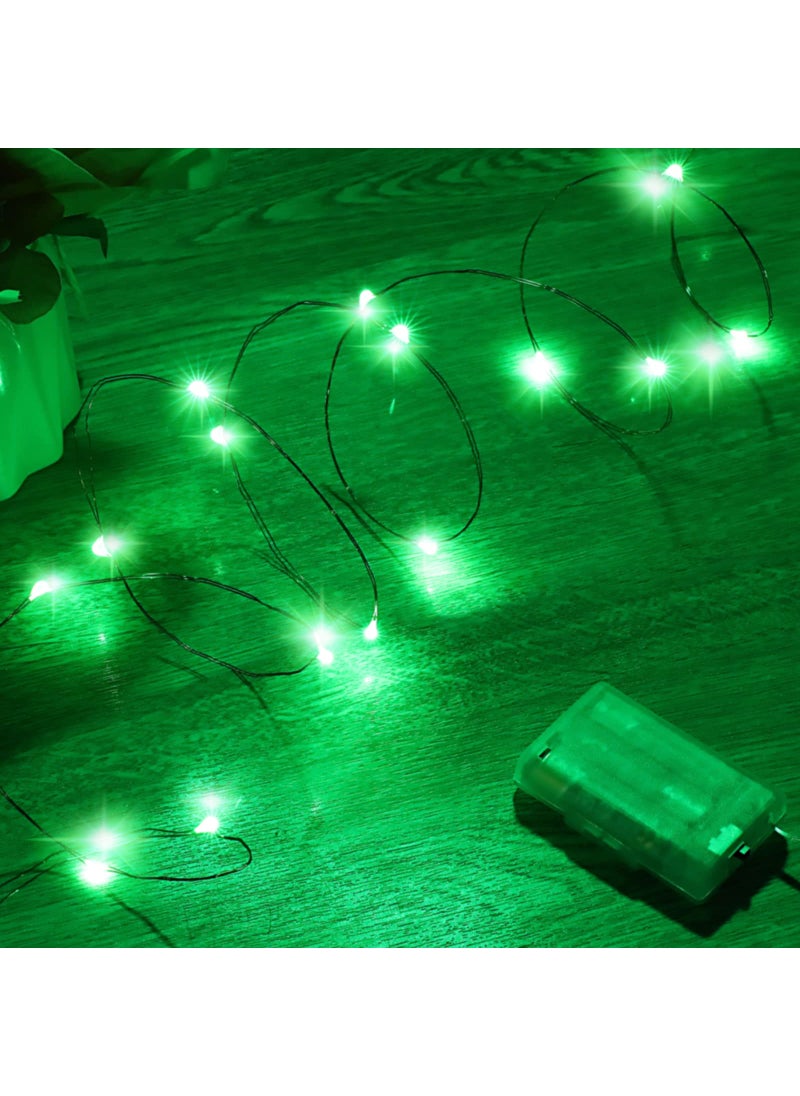 Ariceleo Ariceleo Mini St Patricks Day Fairy Lights Battery Operate 1 Pack Copper Wire 3AAA Battery Powered Led Starry Fairy String Lights for Bedroom Christmas Party Wedding Decoration5m16ft Green 