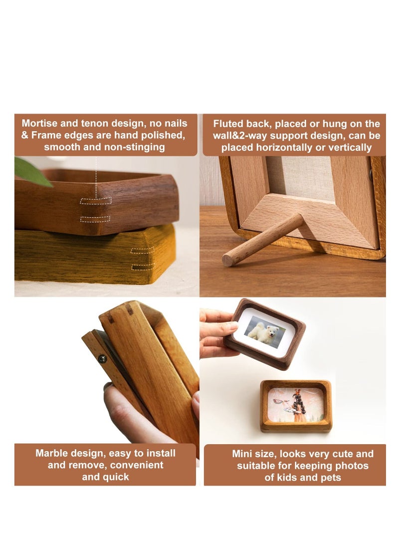 Excefore Nature Wood Picture Frame, with Smooth Round, 2x3 picture with opening mat or 3x4 picture without mat, Vertical or Horizontal Display, for Table top for Kids and Baby (Teak)  - Image 4