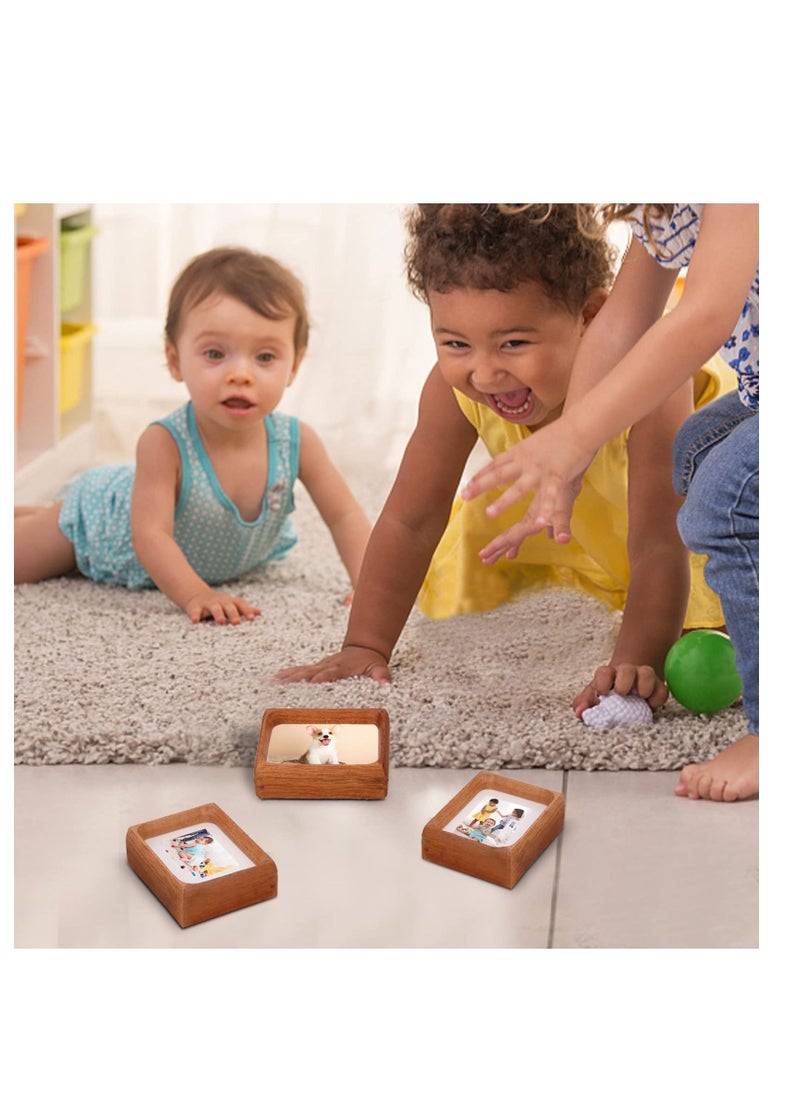 Excefore Nature Wood Picture Frame, with Smooth Round, 2x3 picture with opening mat or 3x4 picture without mat, Vertical or Horizontal Display, for Table top for Kids and Baby (Teak)  - Image 5