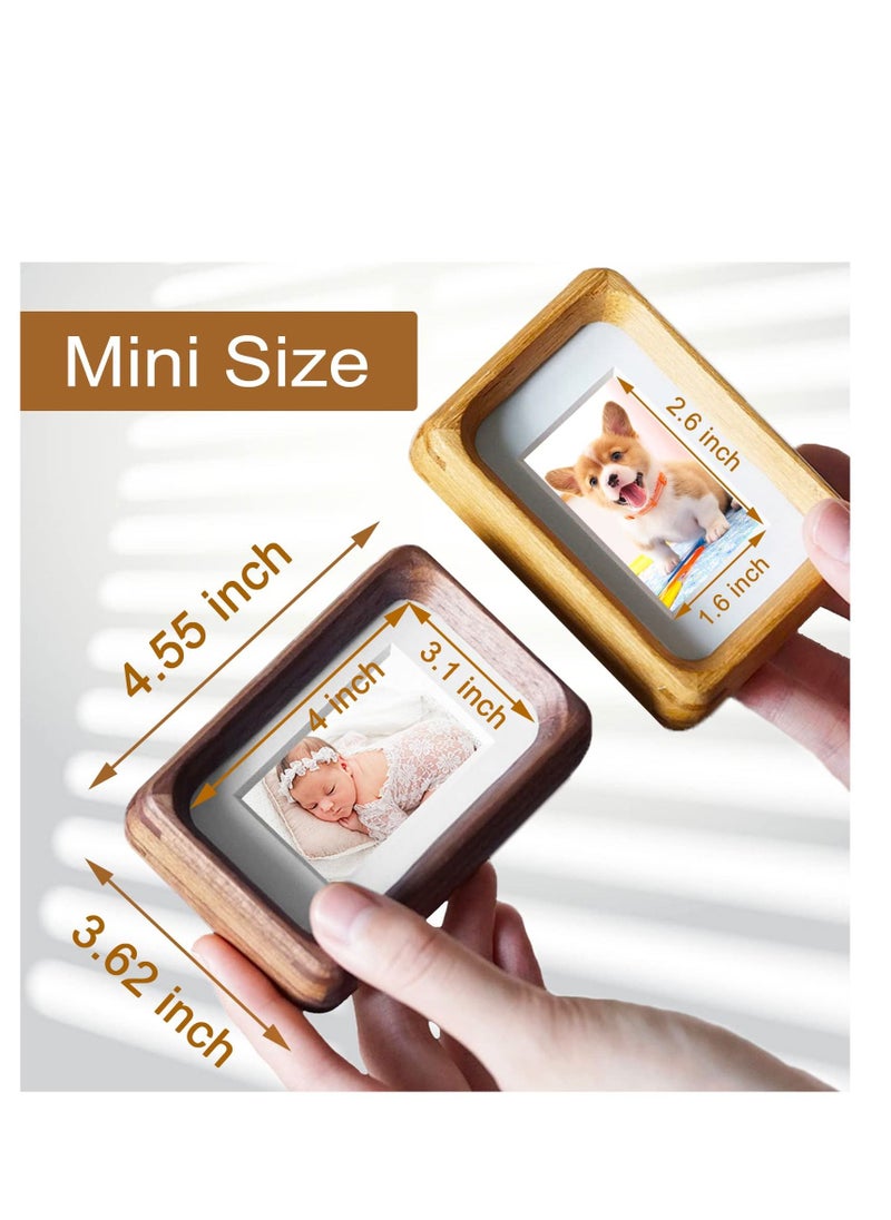 Excefore Nature Wood Picture Frame, with Smooth Round, 2x3 picture with opening mat or 3x4 picture without mat, Vertical or Horizontal Display, for Table top for Kids and Baby (Teak)  - Image 3