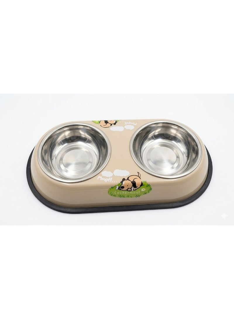 Double Stainless Steel Pet Bowl Set Medium, 13 cm per Side - Image 4